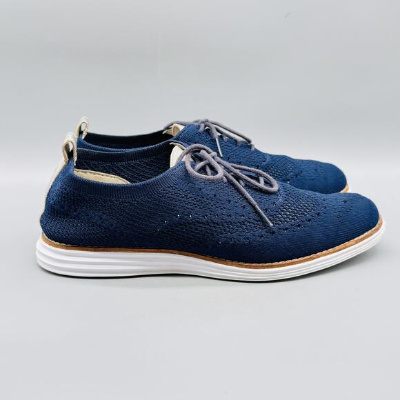 Cole Haan Shoes Womens 9.5 Blue Stitchlite Knit Wingtip Oxford Grand OS Sneakers - Picture 1 of 13